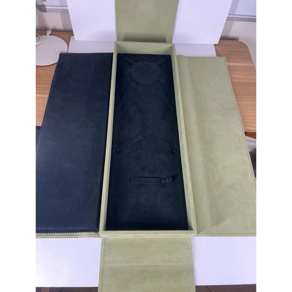 XXL Van Cleef & Arpels Jewelry Necklace Presentation Gift Box Green Suede Velvet